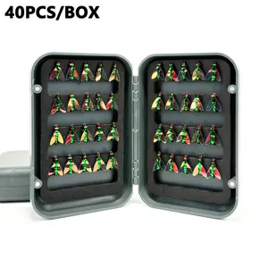 40 Pcs Fly Fishing Lures with Hooks, Handcrafted Mini Artificial Fishing Lure Insect Baits for Bass and Trout, Sinking Fly Tackle Accessories