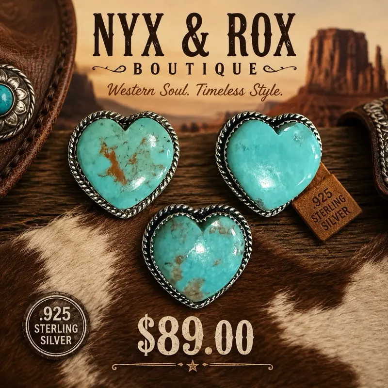 Turquoise Heart Ring for Women, Vintage Style Sterling Silver  Statement Jewelry