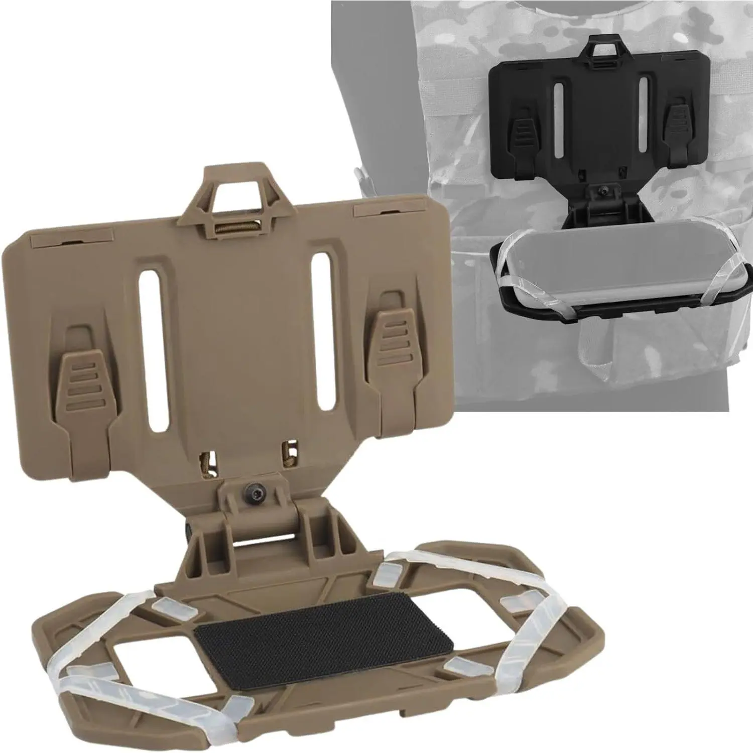 Tactical Plate Carrier Vest Attachments Tactical Vest Phone Holder Phone Chest Mount for Smartphones 4.7-6.7 inches Black Stand
