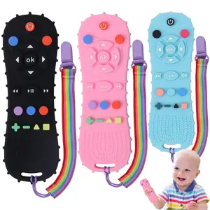 3 Pack Silicone Baby Remote Teether Chew Toy for Infant TV Teething Remote Control Shape for Babies 3 6 9 12 18 24 Months Safe Food Grade Silicone BPA Free