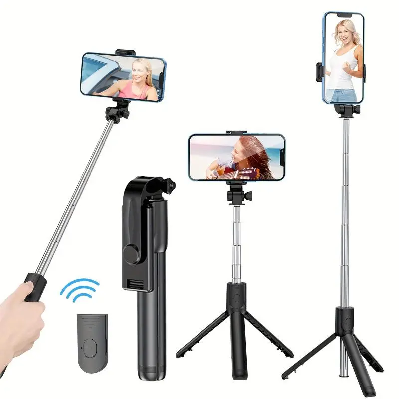 Retractable Phone Tripod Selfie Stick, Selfie Stand, Extendable Phone Tripod with Wireless Remote Control, Compatible with Smartphones, Selfies, Live Streaming, Selfie Accessories