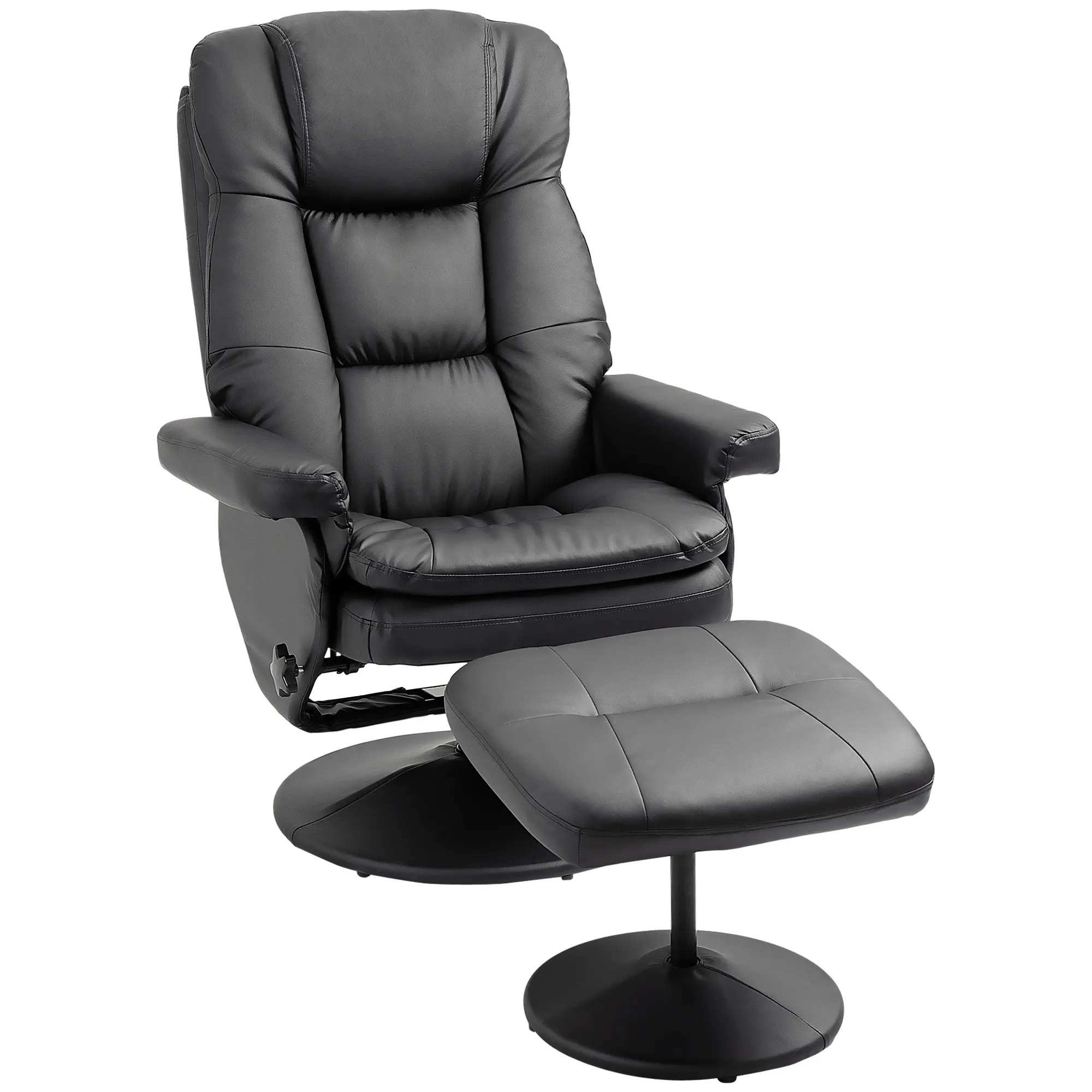 HOMCOM Swivel Recliner with Ottoman, PU Leather Reclining Chair with Ottoman, Upholstered Recliner and Footrest with Wrapped Base for Living Room, Bedroom and Home Office, Cream White