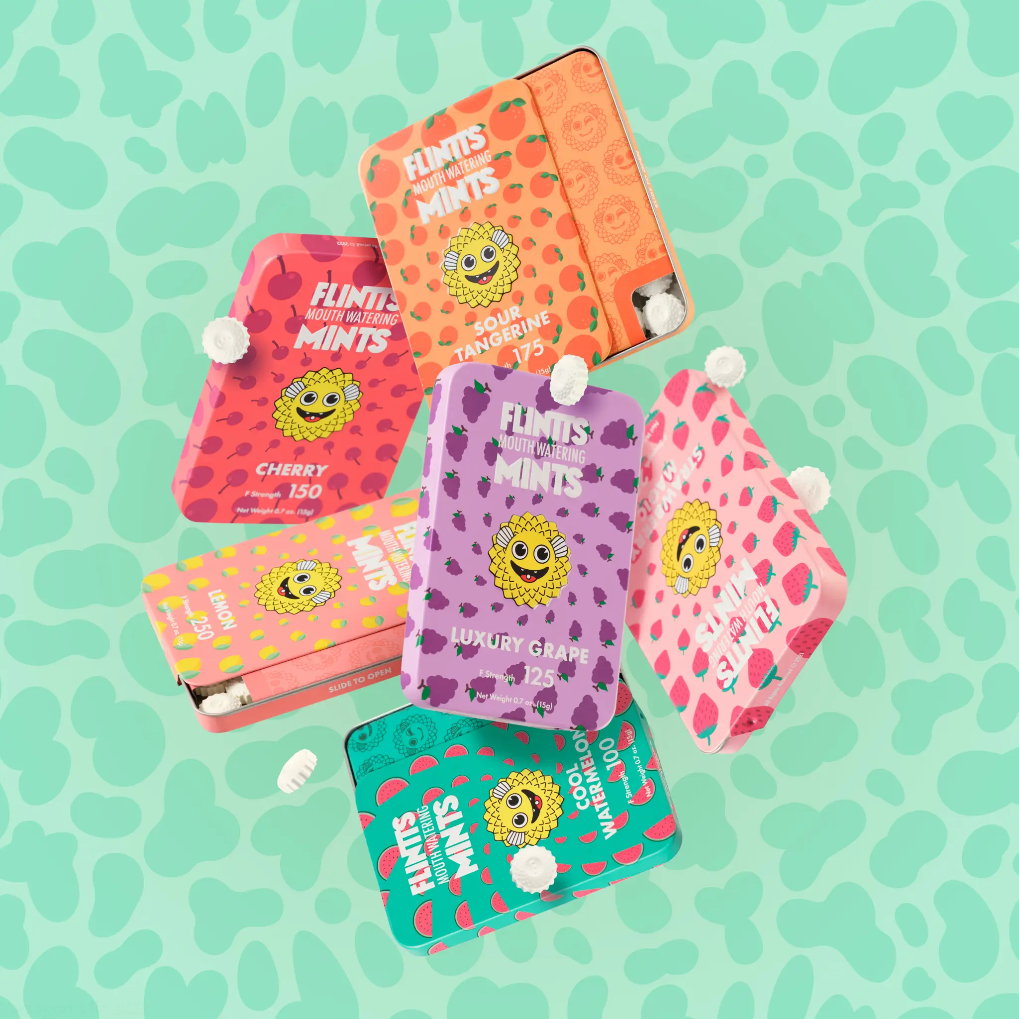 Flintts Mints Fruit Troop Variety 6 Pack - Cool Watermelon, Luxury Grape, Cherry...