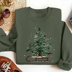 Woman's Holiday Sweatshirt, Women's Xmas Tee, Christmas Sleigh Crewneck, Christmas Tree Hoodie, Xmas Tree, Women's Christmas Sweater,Winter Tee