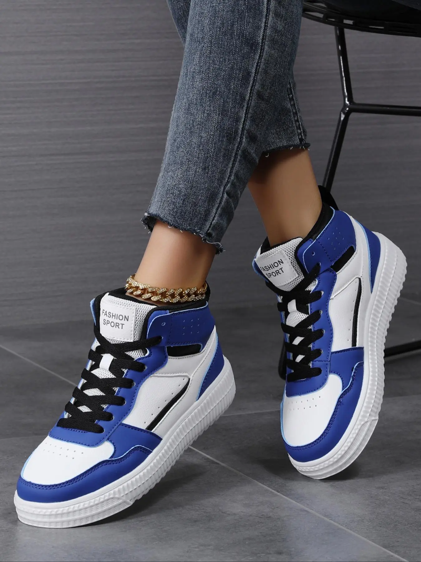 Women's Colorblock High Top Sneakers, Casual Sporty Lace Up Platform Sneakers, Breathable Comfortable Sports Shoes for Daily Wear, Trendy Sneakers, Lifestyle Colorblock Sneakers, Runner