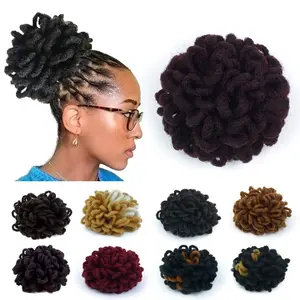 KGBFASS Afro Puff Drawstring Ponytail Dreadlock Bun Synthetic Goddess Faux Locs Braids High Puffs Bun Clip in Chignon Scrunchies Hairpiece Loc Ponytails for Black Women(99J)