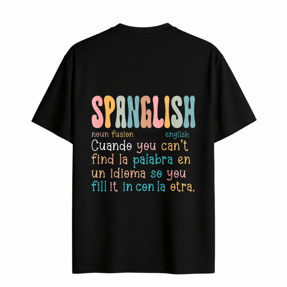 Women's Spanglish Fusion Definition Graphic Tee - Cotton, Loose-Fit, Crew Neck, Short Sleeve, Casual Streetwear for Summer Daily Wear
