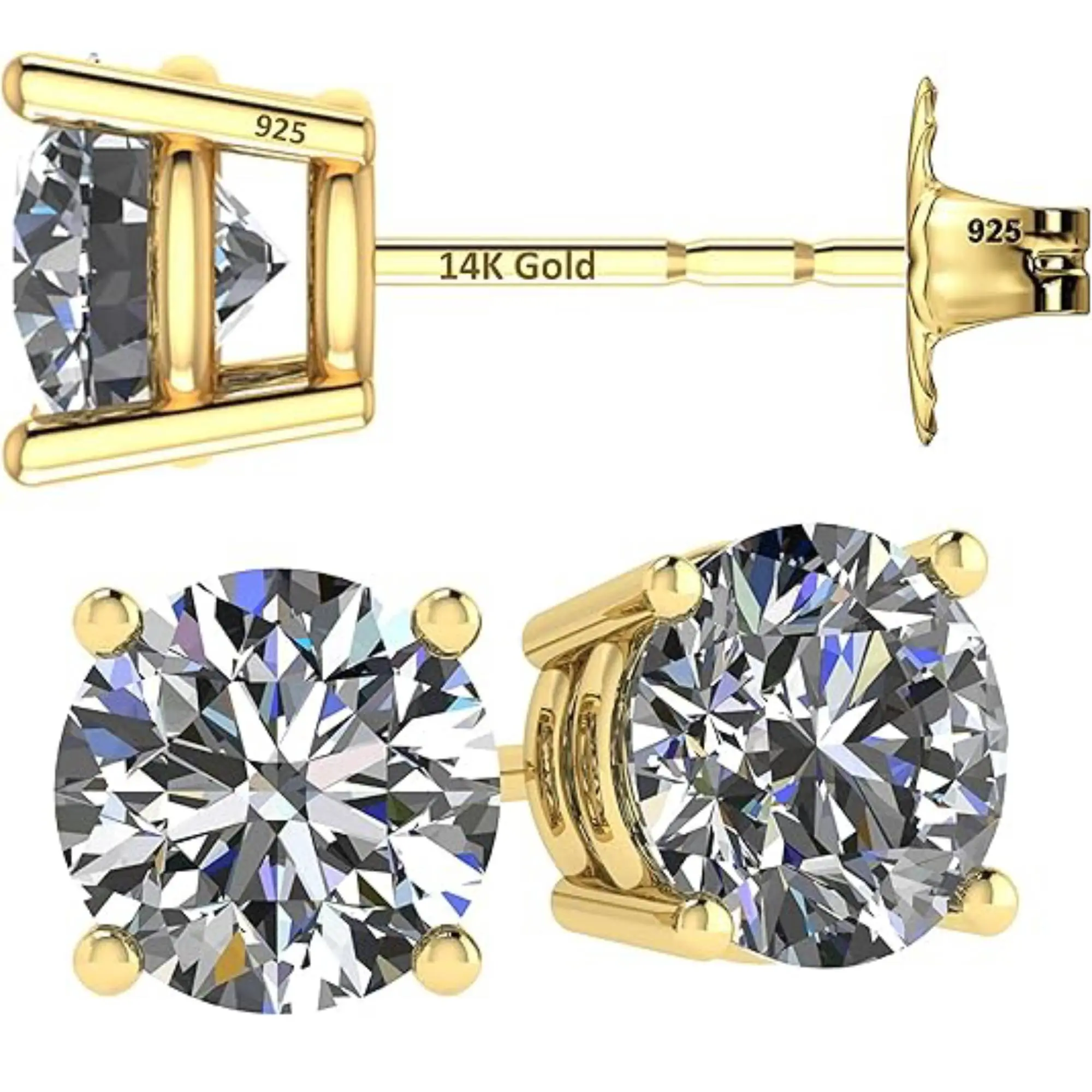14K-Gold-Post-&-Sterling-Silver-Yellow