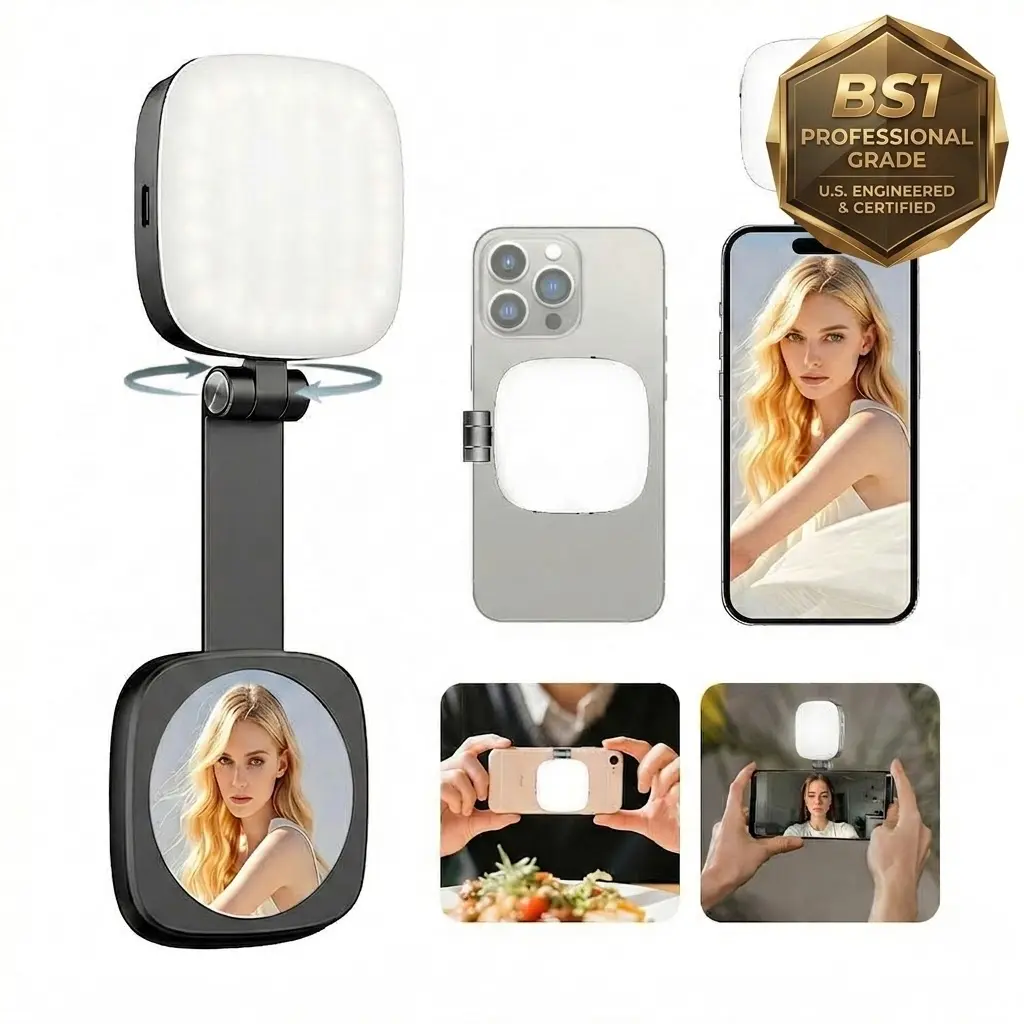 Magnetic Selfie Light for Phones LED Selfie Ring Light 360° LED Ring Light with MagSafe Portable Rechargeable Selfie & Fill Light with Mirror & Phone Stand Perfect Gift for girls for Makeup Live Streaming & Video Calls