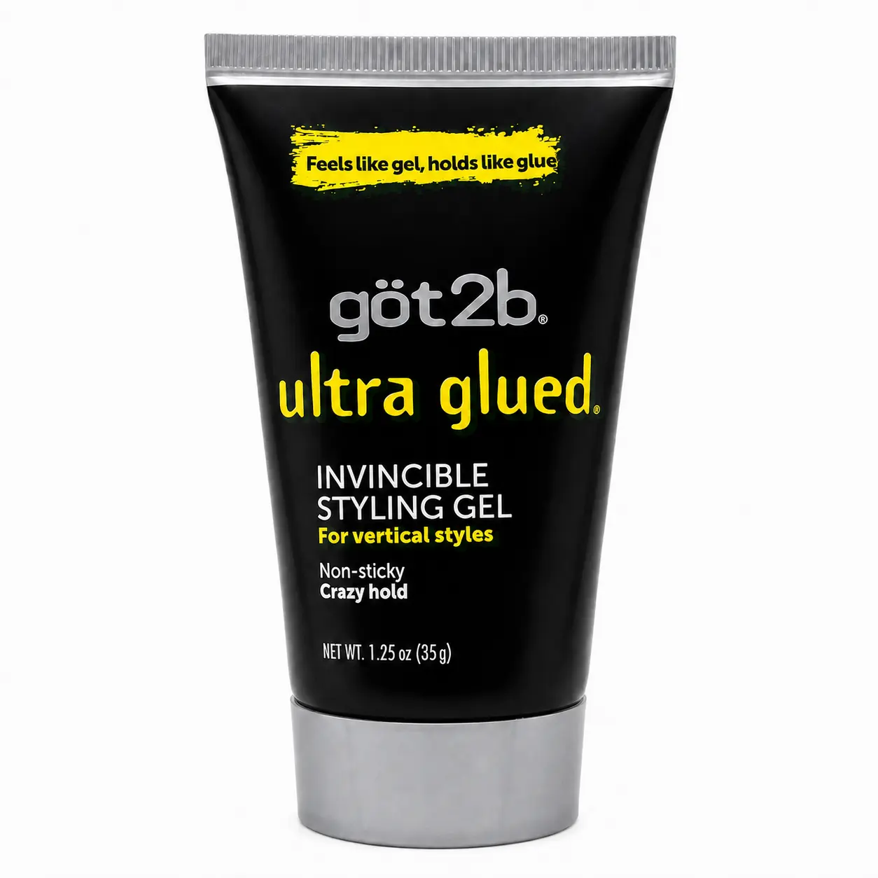 got2b ultra glued Invincible Styling Gel 1.25oz | Strong Hold Hair Gel for Edges, Wigs & Sleek Styles | Non-Sticky No-Flake Formula