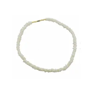 18" White Rose Clam Shell Necklace