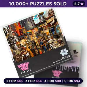 What The Puzzles – Junk In The Trunk I 1000 Piece Jigsaw Puzzle for Adults, Premium Funny Gift, Non-Glare Puzzle with Hidden Details