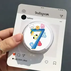 Cute Number Seven Cartoon Phone Grip Stand Colorful Kawaii Bear Design Holder For iPhone Samsung Adjustable Desk Support Accessory