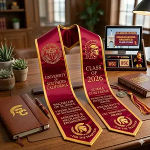 Personalized College Graduation Stole Class of 2026 Custom Name Major Honors Navy Gold Graduation Sash For Graduate