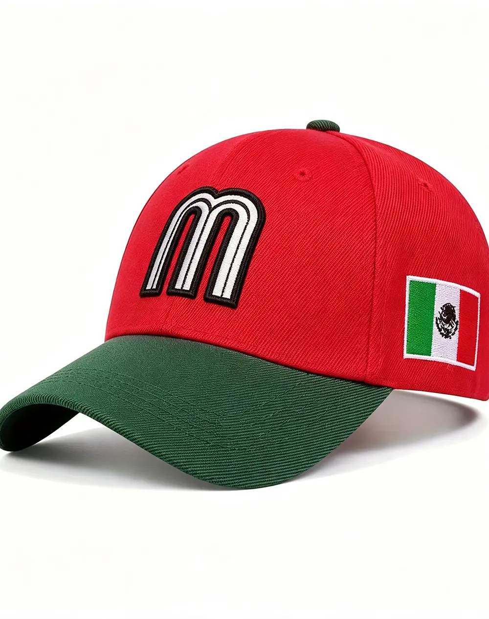 Mexico Hat, Adult Mexico Baseball Cap, Black Adjustable Snapback with Mexico Flag Patch and Vibrant M, Casual Streetwear & Sports Hat