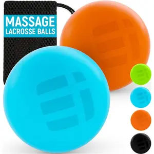 Massage Lacrosse Balls for Deep Tissue Relief - Trigger Point Therapy Ball Set for Plantar Fasciitis, Myofascial Release for Back, Shoulder, Foot - Massage Ball Roller - 2 Pack (Blue/Orange)