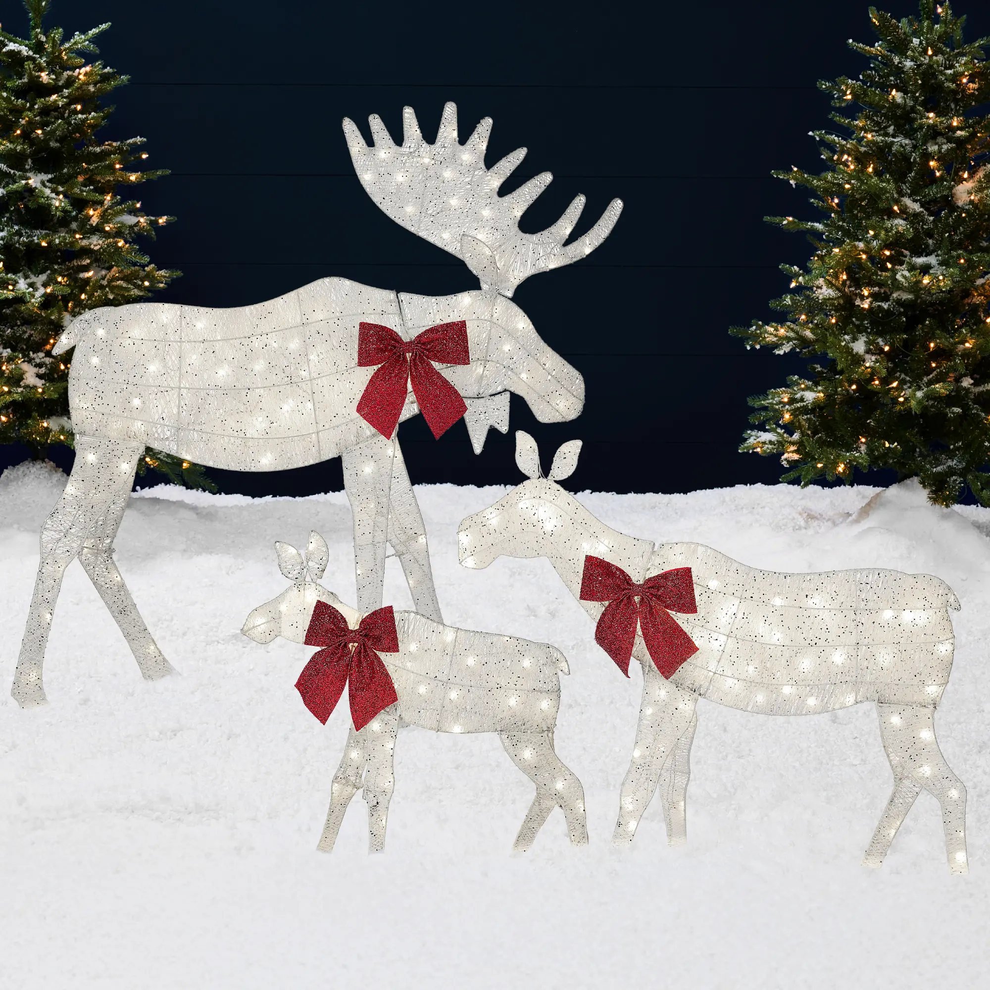 Best Choice Products 4ft 3-Piece Lighted 2D Christmas Moose Set Outdoor Décor w/ 195 LED Lights, Stakes