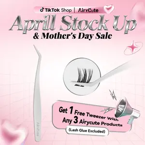 AIRYCUTE Precision Grip Anti-Stick Lash Tweezers for Cluster Lashes – Straight & Curved Eyelash Applicator for Beginners, Artists & Beauty Lovers