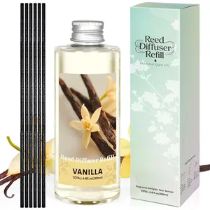 Vanilla Essential Oil Reed Diffuser Refill 200ml Long-Lasting ,   Liquid with  Bottle for , Bedroom,