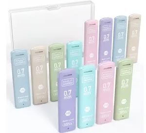 Four Candies 0.7mm Lead Refills in Case, Pack of 720 PCS Black HB #2 Break Resistant Mechanical Pencil Refills, 12 Tubes of 0.7 Lead, 60 Pieces per Tube