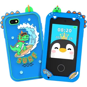 Kids Smart Phone Toy for Boys, Touchscreen Learning Toy Phone for Kids Ages 3-8, Educational Pretend Phone with Dual Camera, Music, Games, ABC Learning & Habit Reminder, Boys Birthday