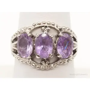 Vintage Seta Amethyst Sterling Silver Ring - Size 7.25