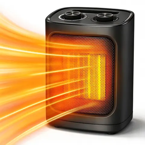 R.W.FLAME Compact and Efficient Indoor PTC Ceramic Heater - 1500W/950W, 3 Modes, Instant Heating, Heat Safe, Adjustable Temp, Thermostat, Silent, 9.13"x6.89"x5.24"/9.65*7.09*6.5in, Overheat/Tip Protectors, Portable, US Plug, for Bedroom, Office