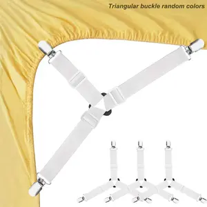 Bed Sheet Fastener, 4 Counts/set Triangle Elastic Band Holder for Bed Sheet, Bedding Accessories for Bedroom, Bed Sheet Straps, Bed Sheet Grippers