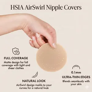 HSIA AirSwirl Breathable Ultra Thin 0.1mm Invisible Food-Grade Silicone Nipple Covers Hypoallergenic Reusable Seamless Pasties for Large Breasts DDD Cup Sweatproof with Travel Box