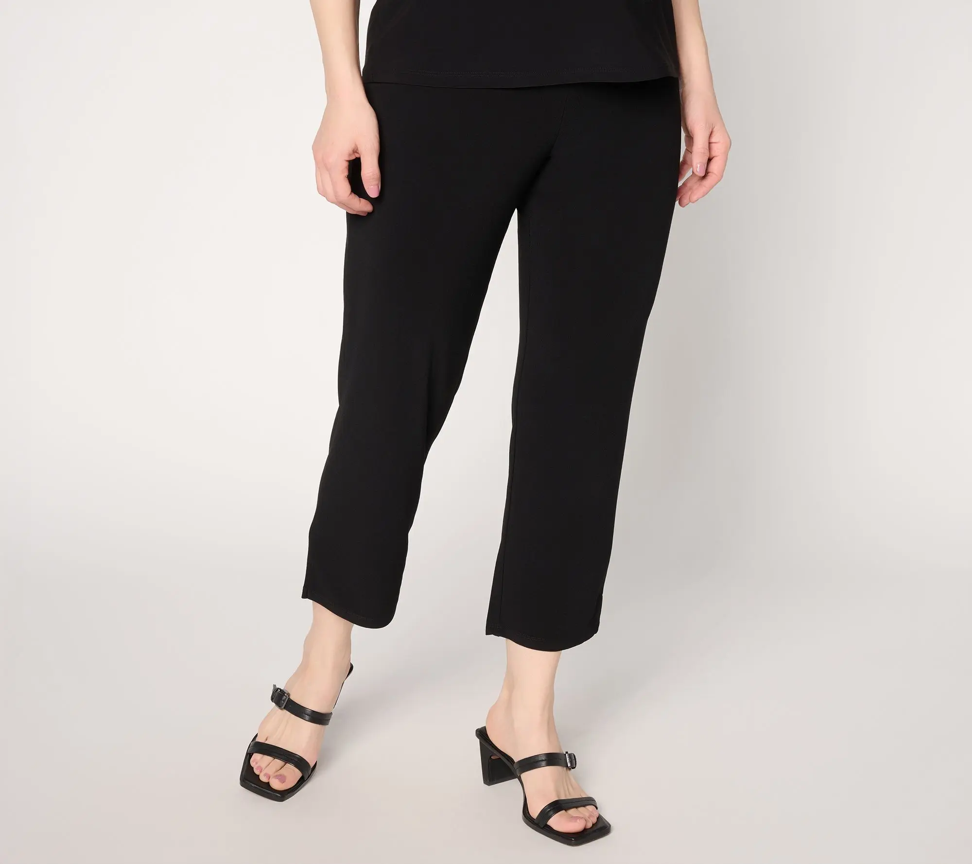 Dennis Basso Petite Slim Leg Caviar Crepe Crop Pant