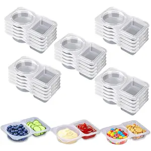 25-Pack  Snack Containers with , 2-Section Snack Box for Portion Control, Plastic  Storage, Adult Meal Prep & Outdoor Dipping Containers