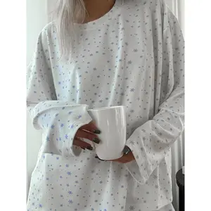 Snowflake Sunkissedcoconut Long Sleeve Pajama Top christmas pajama