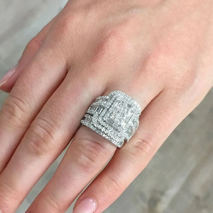 wedding ring set, 2-piece engagement ring for women luxury exaggerated for women fashion ring set for women Personalized jewelry