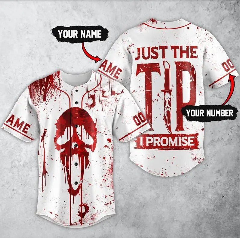 Custom Horror-Inspired Baseball Jersey – Minimalist Ghost Face Style Fan Shirt