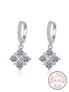 S925 Sterling Silver Rhinestone Decorated Hoop Earrings, Fashionable Earrings for Women, Trendy All-match & Exquisite Jewelry for Birthday Gift