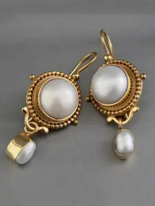 Artistic Retro Court-Style Round Imitation Pearl Drop Earrings, Faux Pearl Jewelry, Elegant Boho Style for Women, Perfect Festival Gifts