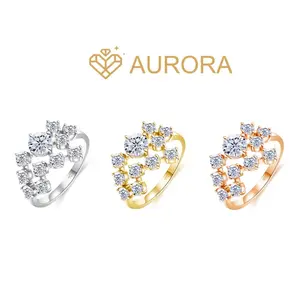 【#53 Auspice 】Full  Moissanite main stone and side stone rings band birthday party anniversary gift  Jewelry Ring Synthetic Moissanite