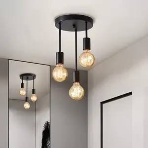 Vintage 3-head Ceiling Light without Bulb, Modern Minimalist Ceiling Light, Fashionable Home Decor Lighting for Living Room Bedroom Restaurant
