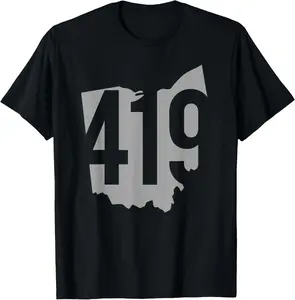 100%cotton 419 Area Code, Toledo, Lima, Mansfield, Ohio T-Shirt