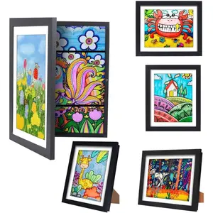 Kids Artwork Frames Changeable - Kids Art Frame,Kids Art Frames Front Opening Holds 150,Children Art Projects Kids Art Frames,10x12.5 Picture Frame for Display Kid Art Work,Drawing,With Storage(Black)