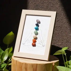 ZenBless Crystal  Healing Stone 7 Chakras Stones Picture Frame Meditation Crystal Hanging Wall Art—Harmonize Your Space with Healing Energy