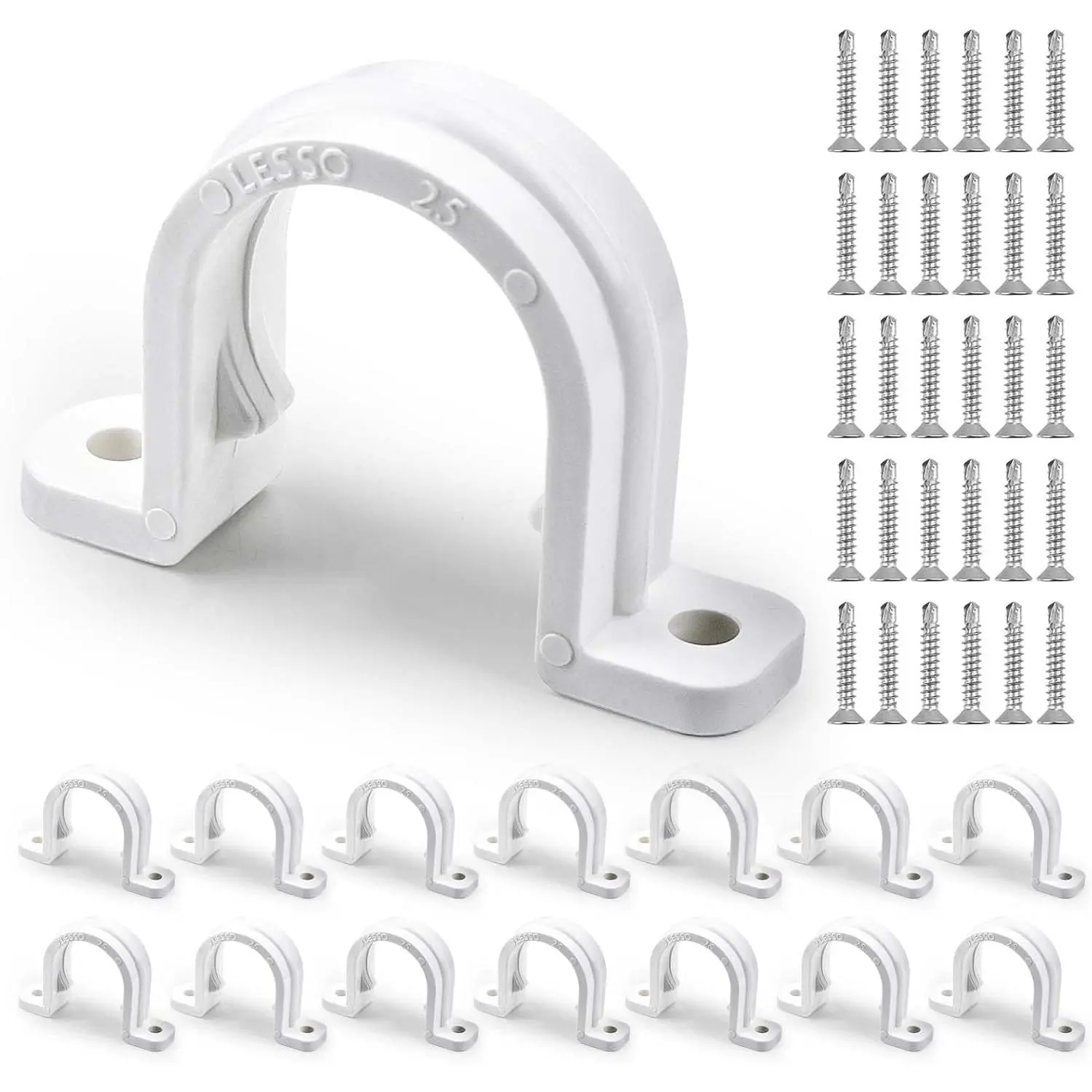 15 Pcs 3/4 Inch Pipe Clamps with Screws PVC Conduit Clamp Strap  for Fixing Cable Wires Flexible