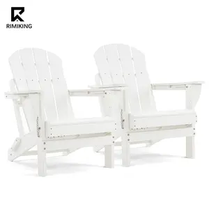 RIMIKINGRIMIKING Folding HDPE  Chair, Adjustable Outdoor Recliner with Hidden Rotatable Cup Holder, 7-Color Weather-Resistant Seat,QWY
