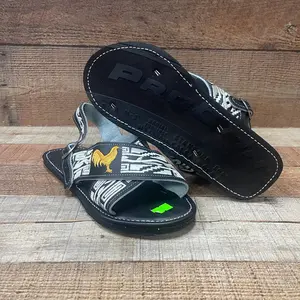 Men's Mexican Leather Cushioned Sandals Embroidery Rooster Huarache Cruzado Acojinado Bordado de Gallo