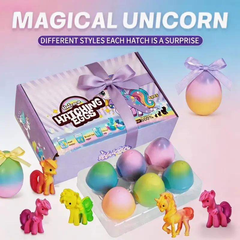 6 Pack Hatching Growing Unicorn Eggs Rainbow Colorful Eggs with 6 Unique Unicorns for Safe Fun & Magical Transformation - Perfect for Christmas & Birthday Gifts