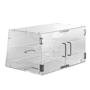 Father's Day Gift VEVOR Pastry Display Case, 2-Tier Commercial Countertop Bakery Display Case, Acrylic Display Box with Rear Door Access & Removable Shelves, Keep Fresh for Donut Bagels Cake Cookie, 20.7"x13.2"x11.9"