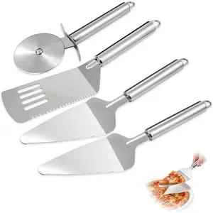 4 count Pie Server Set Stainless Steel Pie  and Server Set,Spatula with Serrated Edge for  and Serving Cake, Pizza,Lasagna