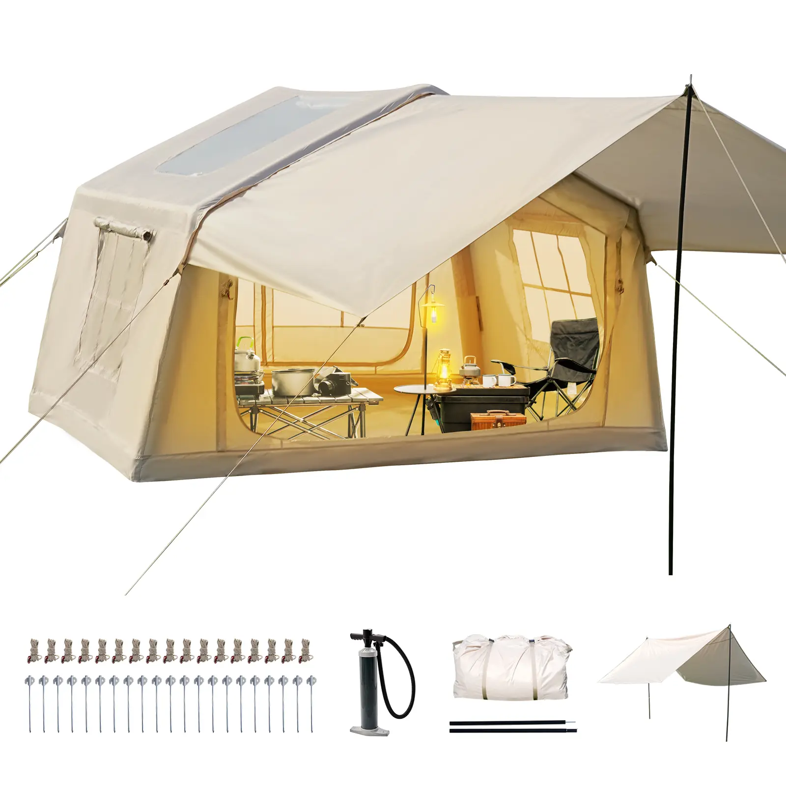 6 Person Tent+Canopy,10.5ft X 8.2ft X 6.9ft