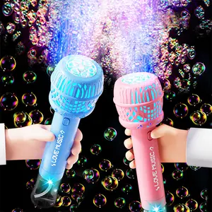 Realistic Microphone Bubble Machine, Automatic Bubble Blower, Automatic Light-Up Bubbles, Outdoor Interactive Toy, Yard Game, Party Gift, Summer Toy, Birthday Present
