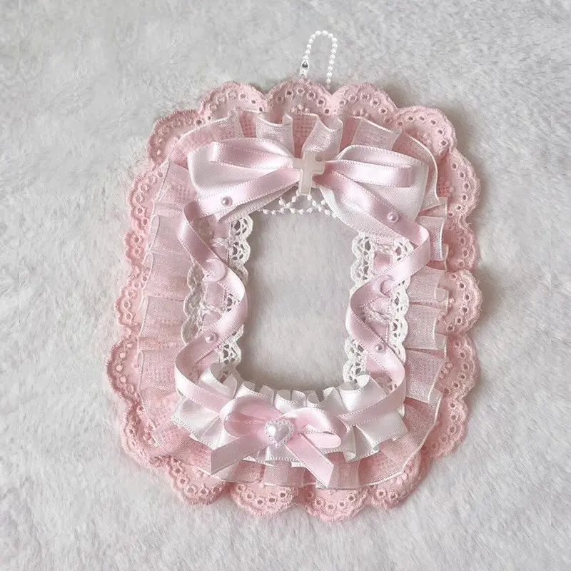 Cute Sweet Lace Photo Card Holder, DIY with Chain, Anime Character Collectible, 3 Inch Polaroid Album, Loli Style Decorative Item
